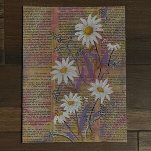 Floral Art on Vintage Textured Canvas